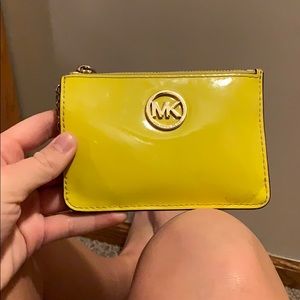 yellow Michael Kors key card wallet